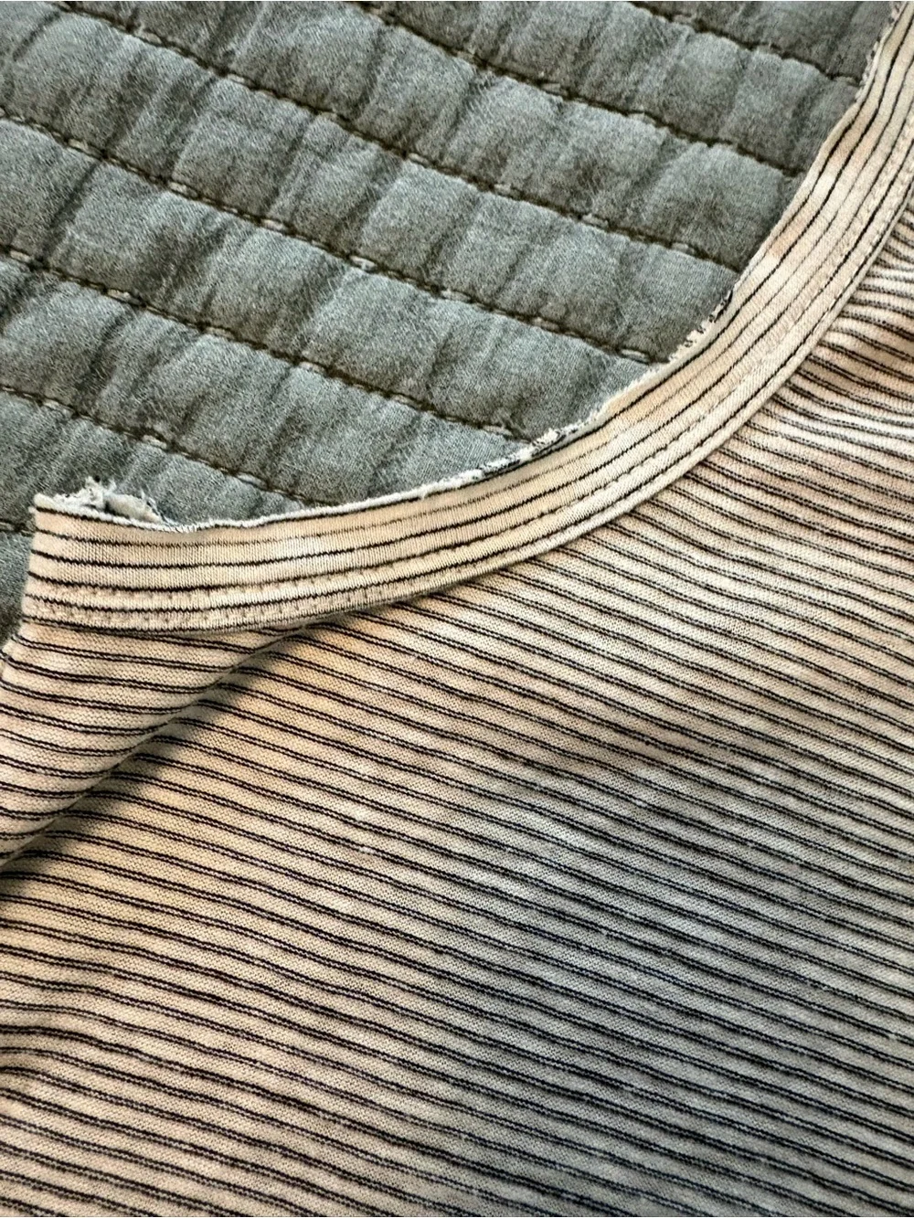 lovestitch Striped Ribbed Tank in Light Gray and White